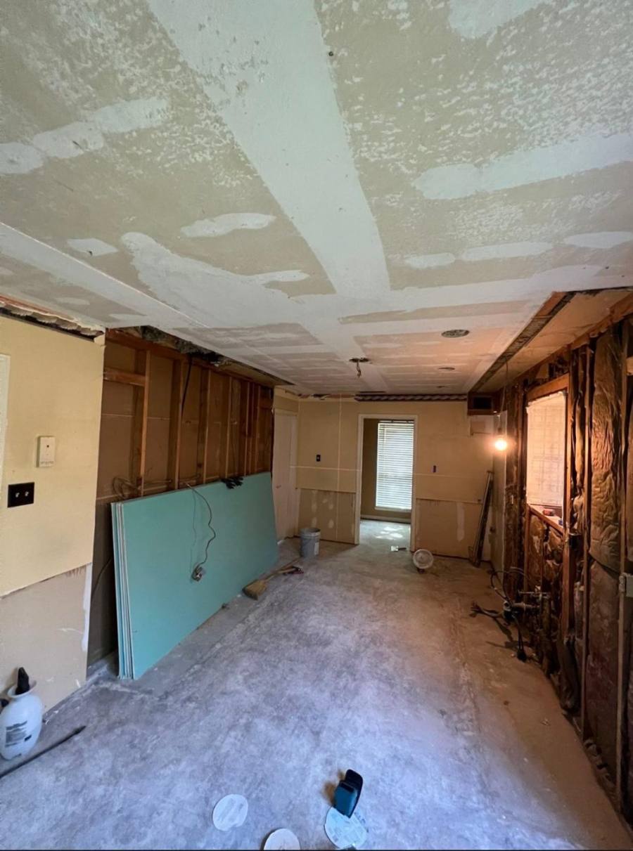 Kitchen stripped to the studs before renovation